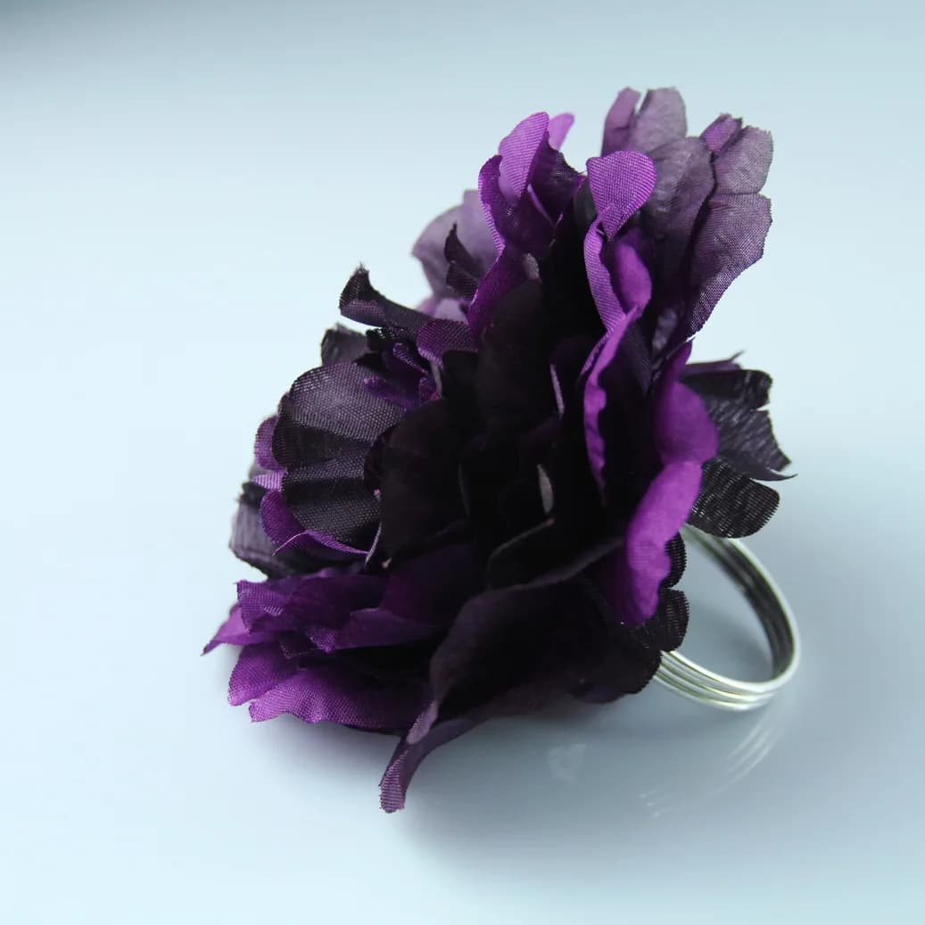 12-Pack Large Dark Purple Flower Napkin Rings for Wedding