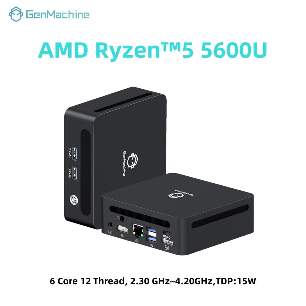 GenMachine AMD Ryzen 5 5600U Mini-PC 6 Kerne 12 Thread 4,20 GHz 15 W Windows 11 DDR4 Gaming-PC WIFI6 Computer Mini-PC
