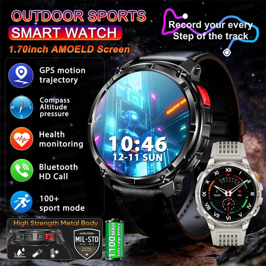 Outdoor Smartwatch für Männer mit ultra-langer Batterie und Gesundheitstracking