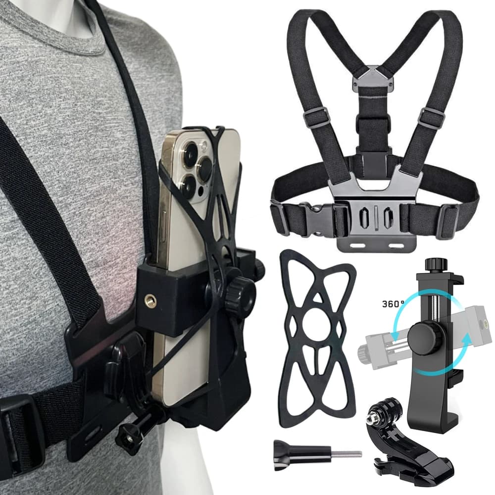 Telefon Brust Halterung Gurt Gürtel Harness Für 360 Mobile Handy Clip Halter Für iPhone 13 Xiaomi Samsung Gopro Hero 10 9 8 7