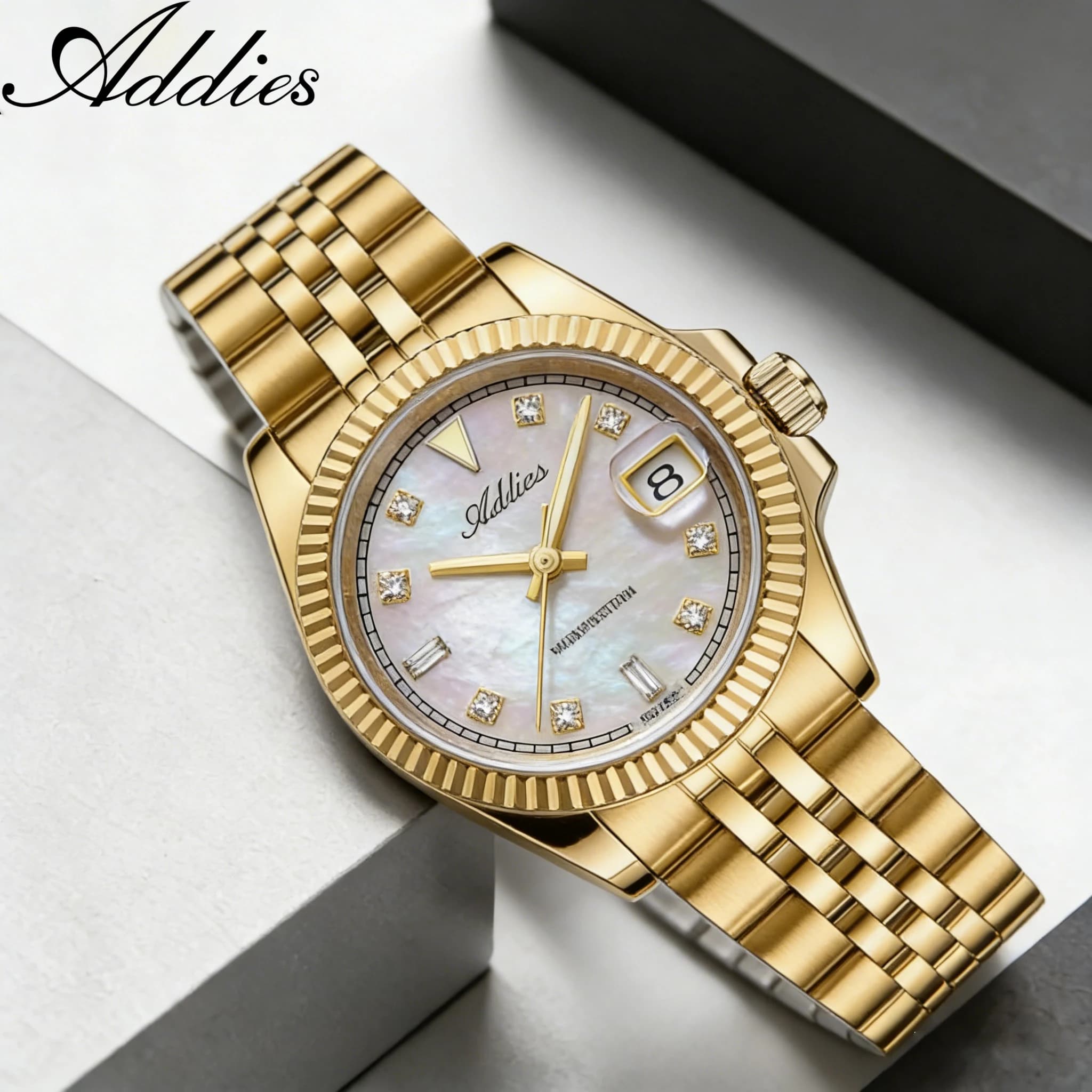 ADDIES 585 Quartz Women's Watch with Sapphire Glass, 5 Bar Waterproof, 316L Stainless Steel, Fashion Luxury Diving Watch