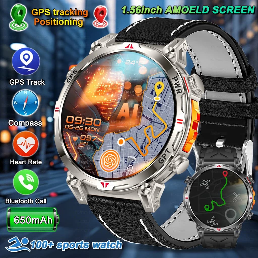 2025 GPS Smartwatch: AMOLED Display, 3 ATM Waterproof, Activity Tracking & Heart Rate Monitor
