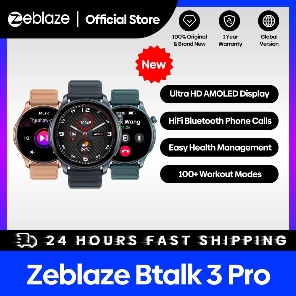 Zeblaze Btalk 3 Pro: AMOLED Smartwatch with Hi-Fi Bluetooth and Fitness Tracking