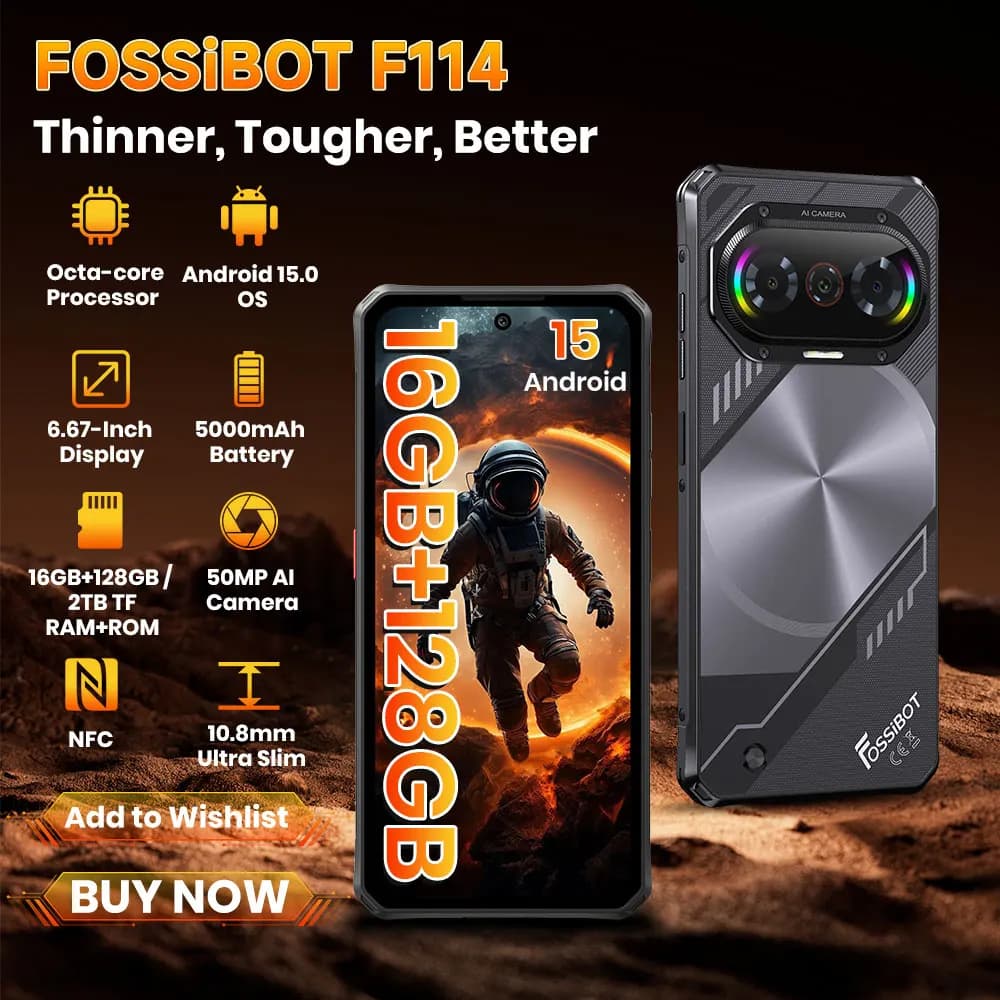 Rugged FOSSIBOT F114 Phone with 5000 mAh Battery and 50 MP Camera
