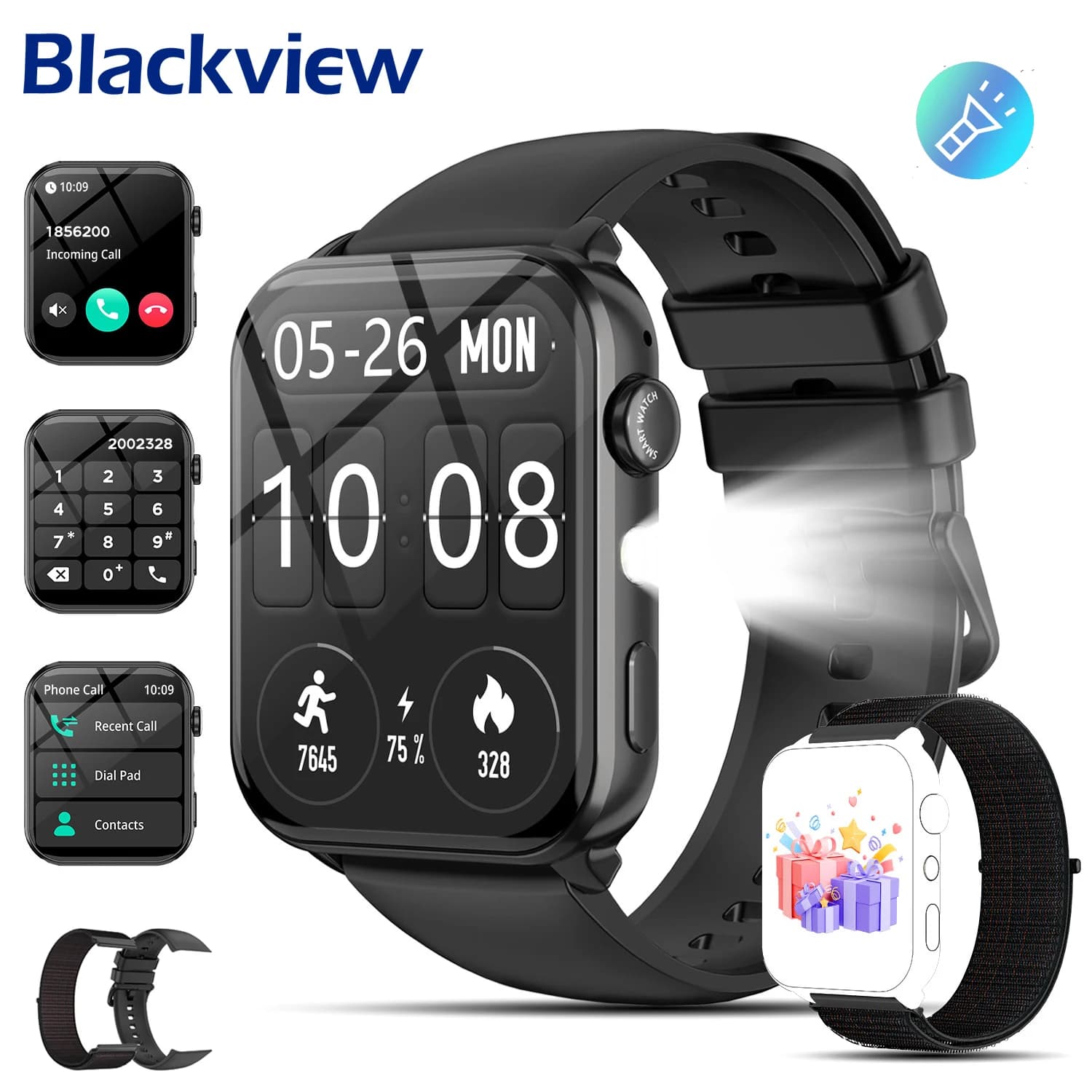 Blackview R30 Max Smartwatch mit Taschenlampe & Bluetooth-Anrufe