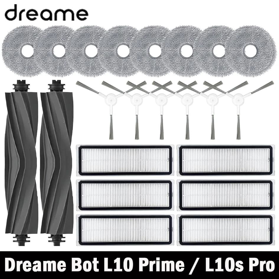 Spazzola laterale principale / Filtro HEPA / Telo di pulizia robot / Ricambi Dreame Bot L10 Prime / L10s Pro / L10 Pro Accessori