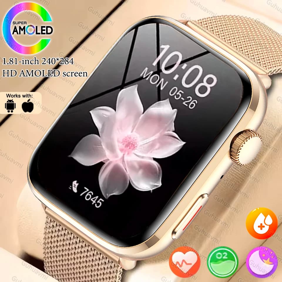 Bluetooth Health Smartwatch for Ladies with AMOLED Display, NFC & More