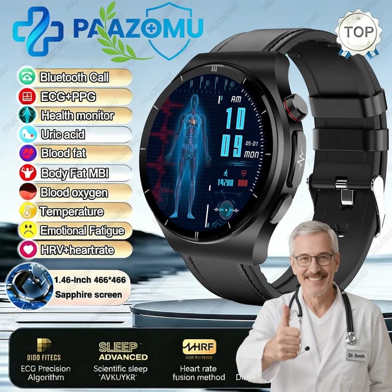 ساعة صحية مع قياس ECG و ليبيدات الدم
