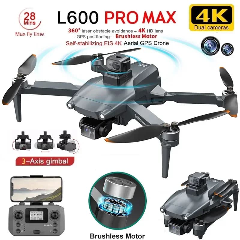 L600 PRO MAX Drohne 4K Drei-Achsen PTZ HD Dual-Kamera Laser Hindernisvermeidung bürstenloser Motor GPS 5G WIFI RC FPV Quadcopter Spielzeug