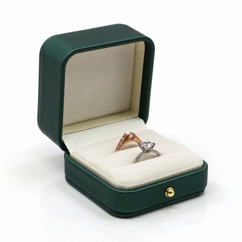 Scatola per anelli vintage a doppia fessura in pelle PU per matrimonio proposta anello di fidanzamento scatola regalo organizzatore di stoccaggio