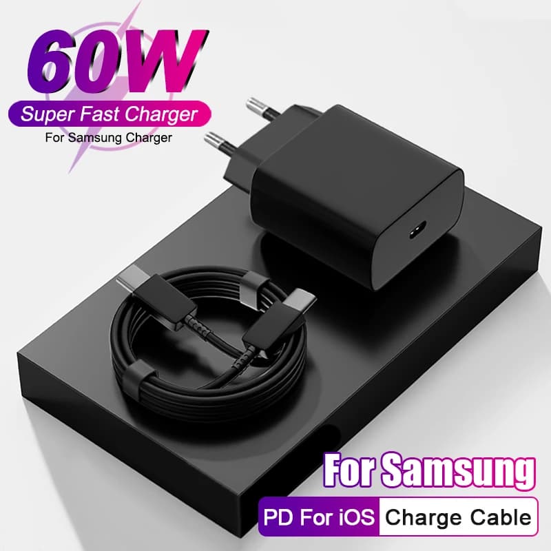 شاحن سامسونج S20 إلى S26، كابل USB Type-C 60W