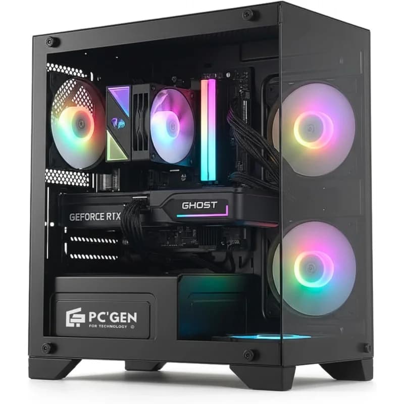 Gaming-PC: Core i5-14400F, 16GB 2x8 DDR5 RAM, 1TB M.2 SSD, V90 ARGB Luftkühlung, 600W *8, Dost60 Eco Desk, Gigabyte H610 Motherboard
