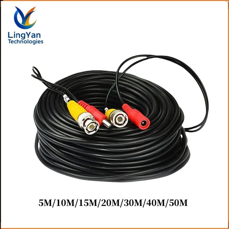 5-50M BNC+DC-Stecker 2-in-1 BNC CCTV Außenkabel Koaxial-Video-Stromkabel für AHD-Kameras für DVR-Systeme Sicherheitsüberwachungskamera