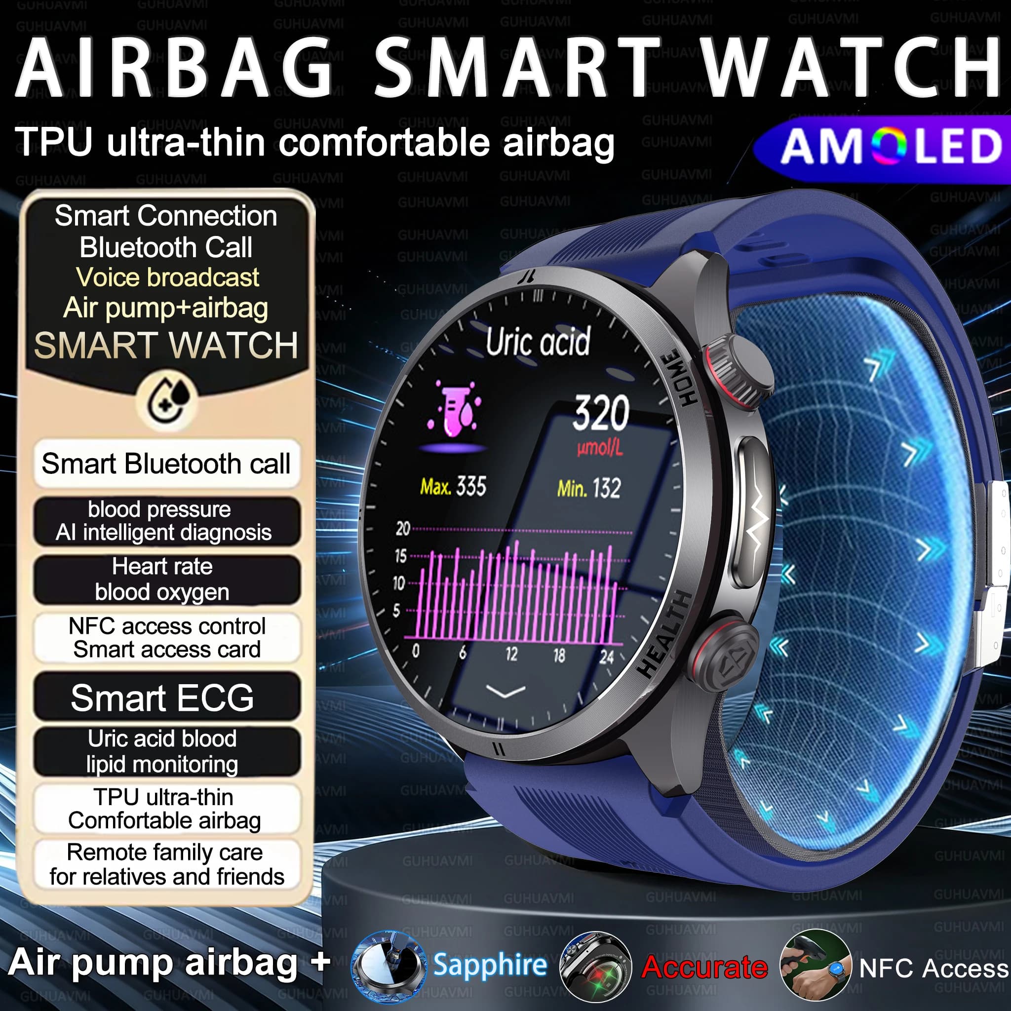 Neue Smartwatch für Herren mit Militär-Design und 1400 mAh Akku