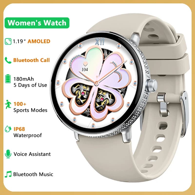 Women's AMOLED Smartwatch: Waterproof, AI Voice Control & 100+ Sports Modes