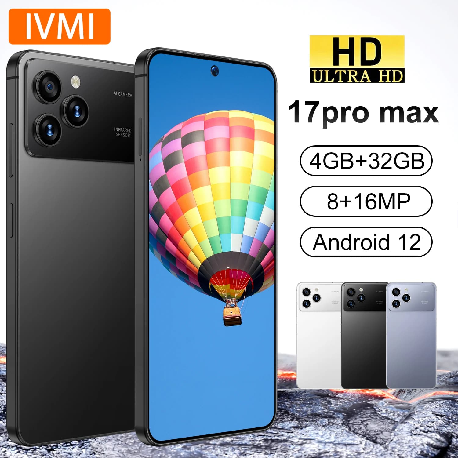 IVMI 17Pro Max: Android 12 Smartphone with 7.2-inch Display and Face ID