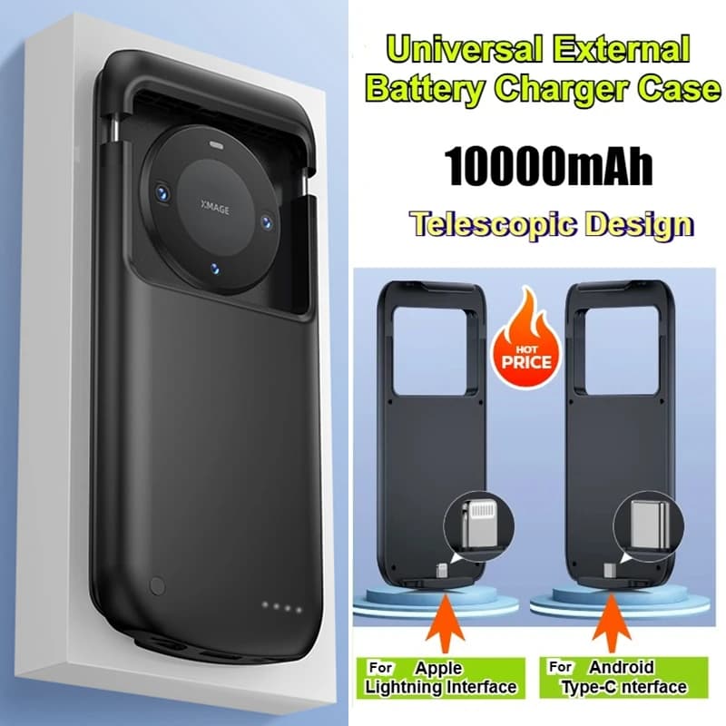 حامل قابل للتحميل السريع لبطارية خارجية لحماية iPhone Xiaomi Huawei Universal-Akku-Ladegerät-Hülle 10000 mAh