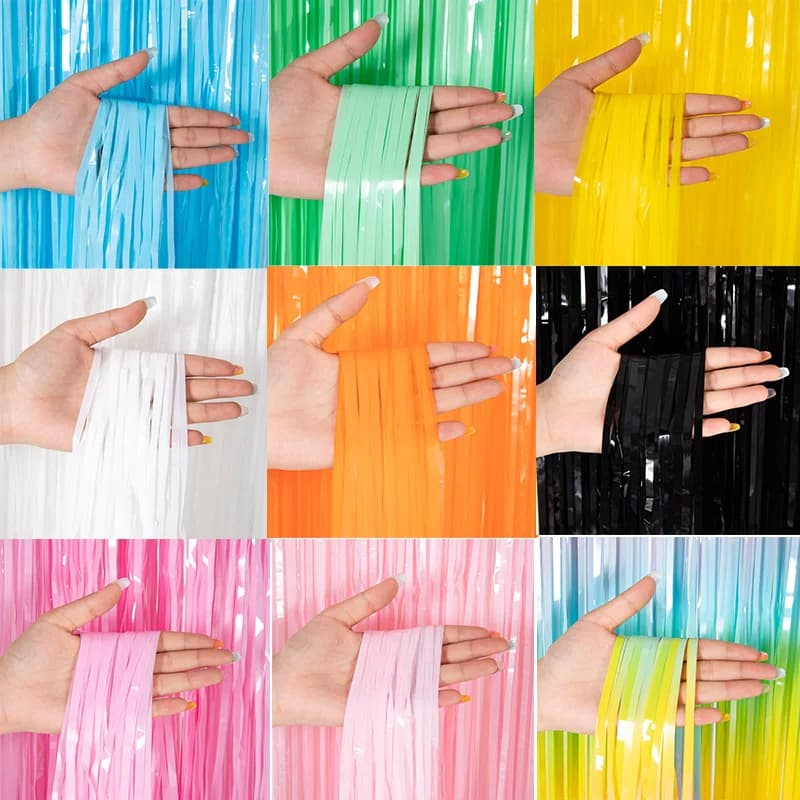 Regenbogen-Folie-Vorhang, Macaron-Vorhänge, Fotokabinen-Hintergrund für Hochzeit, Geburtstag, Babyparty, Weihnachtsfeier, Dekorationen