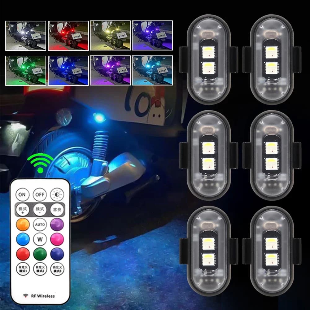 Illuminazione auto wireless atmosferica LED Strobe luci di avvertimento RGB Led luci Strobe aereo auto motociclo lampada LED