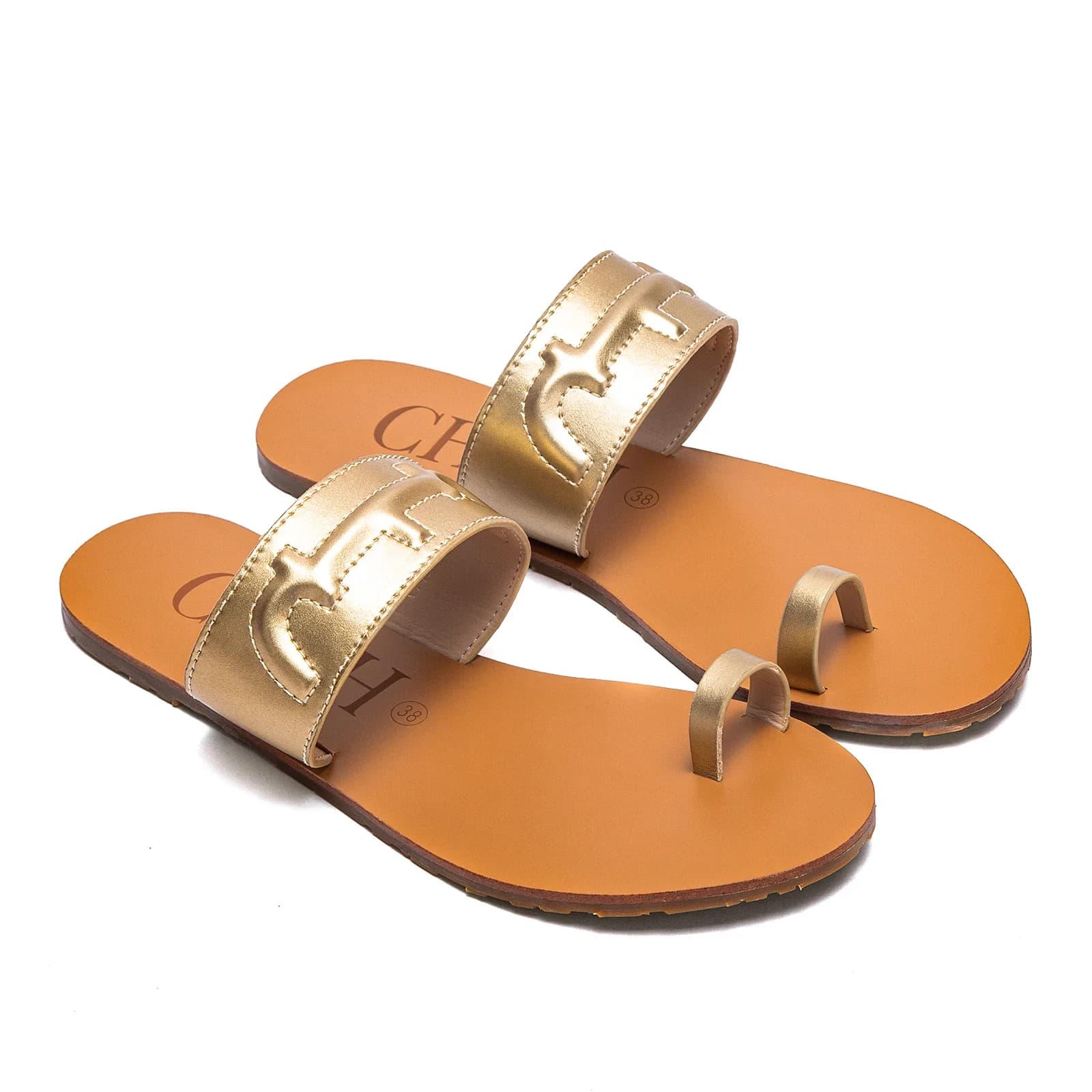 CH Damen Sandalen Neue einfache lässige flache Schuhe Frau Strandschuhe