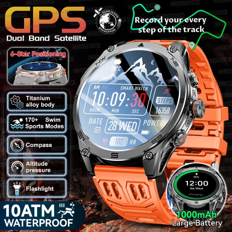ساعة ذكية لفيزيائي مع GPS و 10 متر من مقاومة للماء