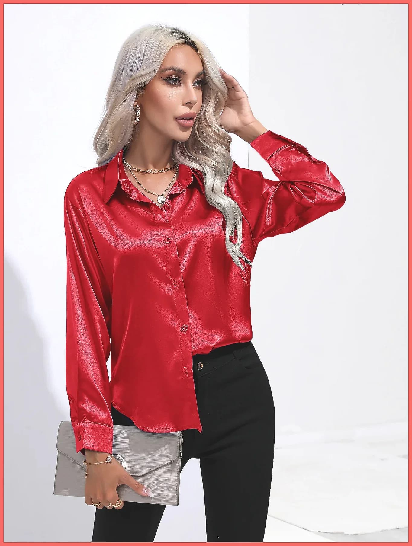 Chemise en satin 2025 Luxueuse robe de femme à manches longues en soie