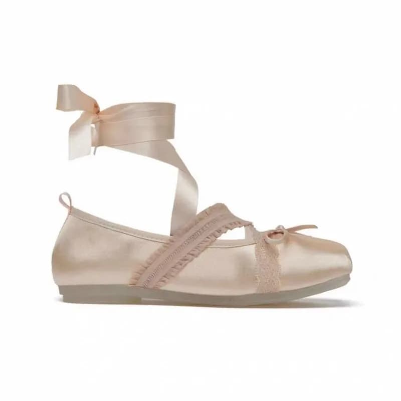 Women's Mary Jane shoes with square toe and bow, flat heel