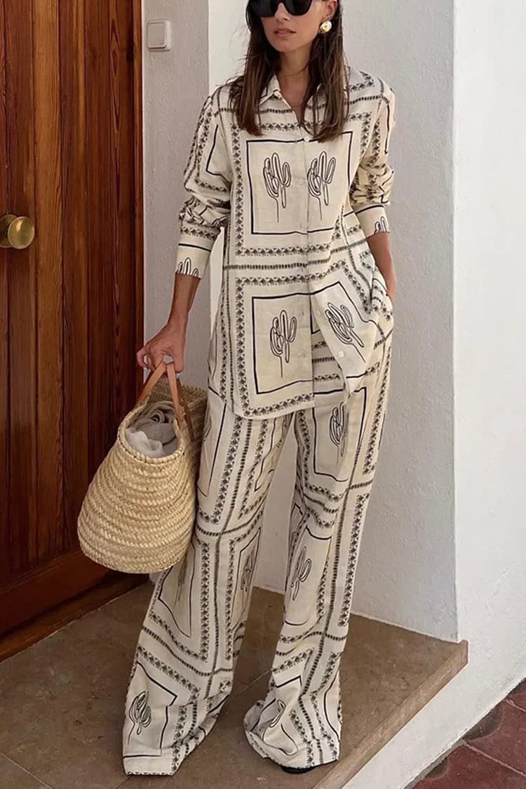Damen Langarm Hemd Set mit Revers – Elegantes Business- & Freizeit-Outfit