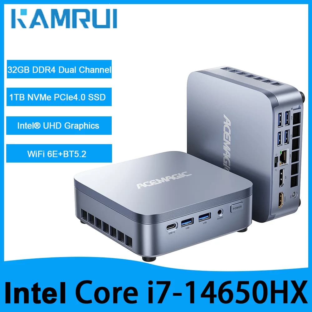 KAMRUI Mini-PC Intel Core i7-14650HX bis zu 5,2 GHz 32GB DDR4 Dual-Channel 1TB NVMe PCIe SSD Wifi6E 4K@60Hz Micro-Desktop-Computer