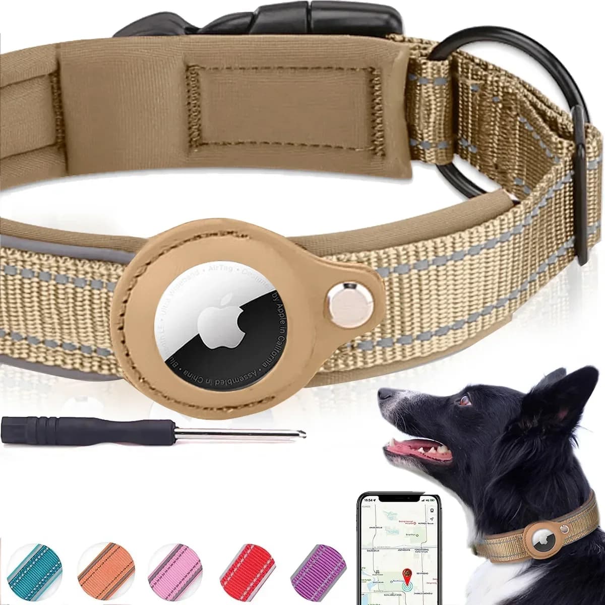 Nuovo per Apple Airtag Collare per Cani Anti-Smarrimento Riflettente Protettivo Tracciatore Impermeabile per Cani Gatti Cani Collare di Posizionamento