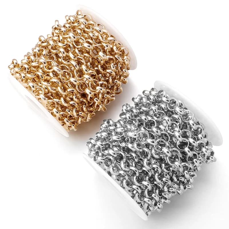1005004980401682 - 5yard/Rolle Dia 5 6 8 10mm Aluminium Runde Kreuz Kette Zubehör für Schmuck Mache