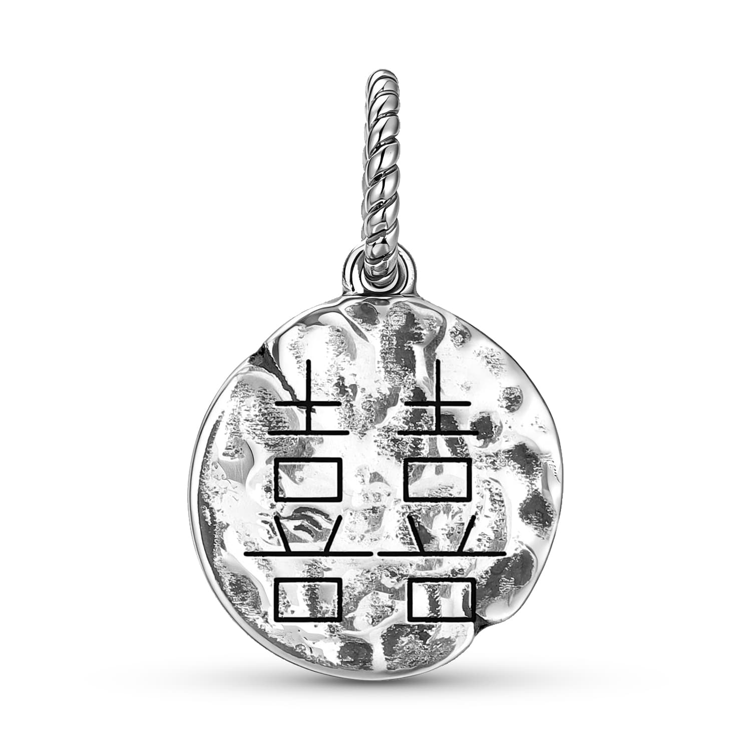 Símbolo de Doble Felicidad Símbolo 925 Plata Ley de Sterling Textura de Mano Charms Colgante Para Pulseras de Charms
