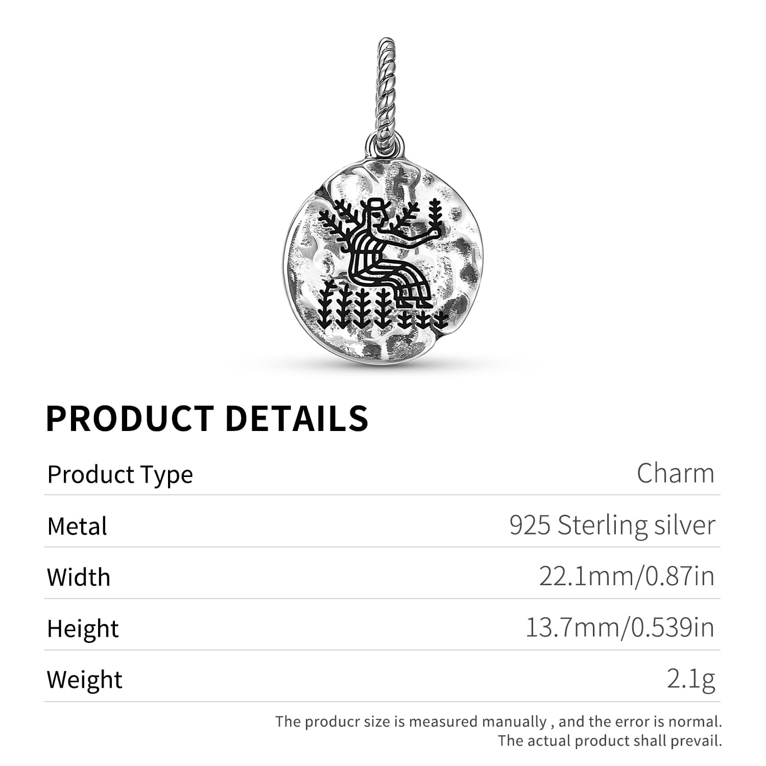 Symbole sumérien Ashnan Ezina en argent sterling 925, pendentif texturé à main, pour bracelets de charmes