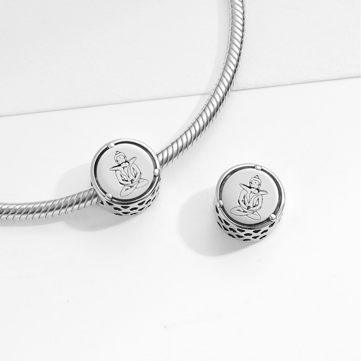 925 Sterling Silver Buddhist Gods Samantabhadri Charms For Bracelets & Necklaces Pendants Beads Jewelry Fit Pan Bracelet Charm Ethnic Cultural Symbols