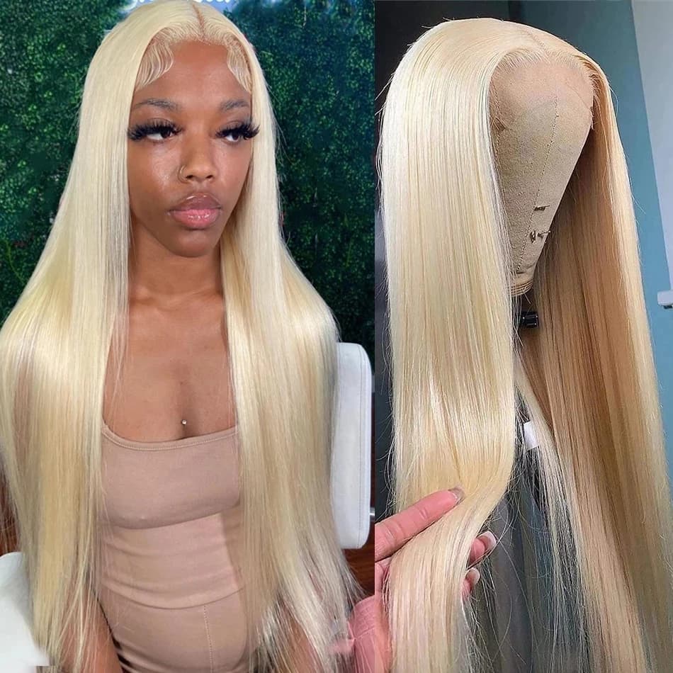 Blonde 613 13x6 Lace Frontal Wigs HD 613 Lace Front Human Hair Wigs For Women 40 Inch Long Straight Human Hair Wigs Can Be Dyed
