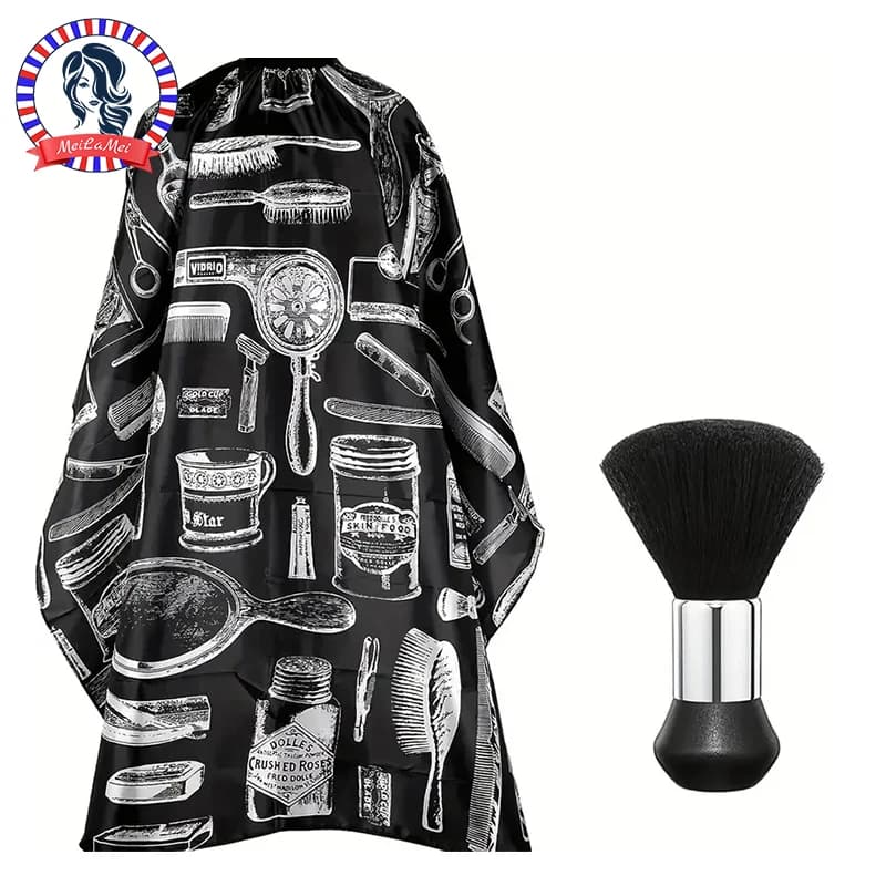 Cape de Coiffure + Brosse Époussette pour Cou + Grade de Styliste en Coiffure