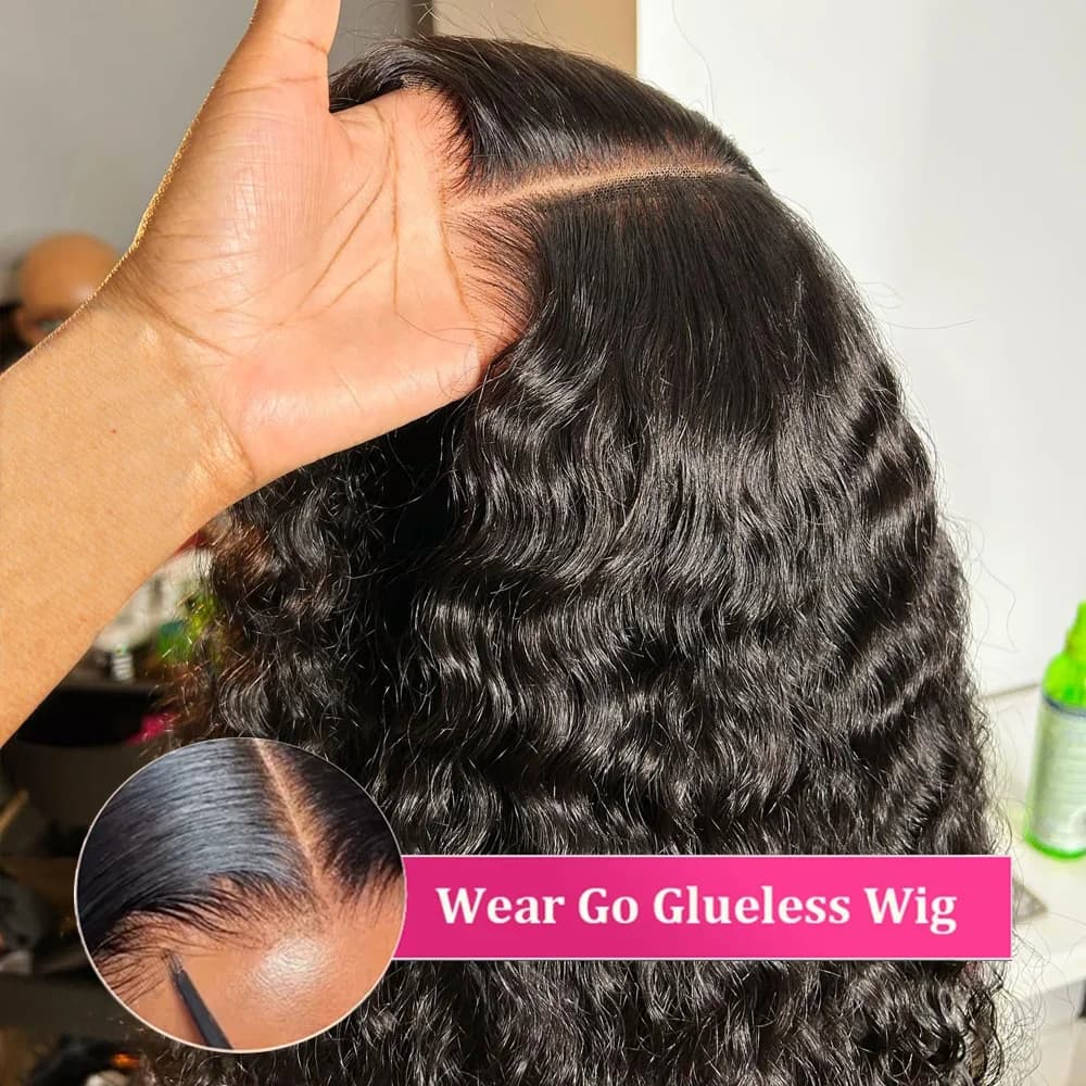موجة مائية بدون لاصق wig شعر بشري موجه 13x6 HD wig أمامي 250% موجة عميقة لاصق wig بيع 7x5 HD لاصق wig