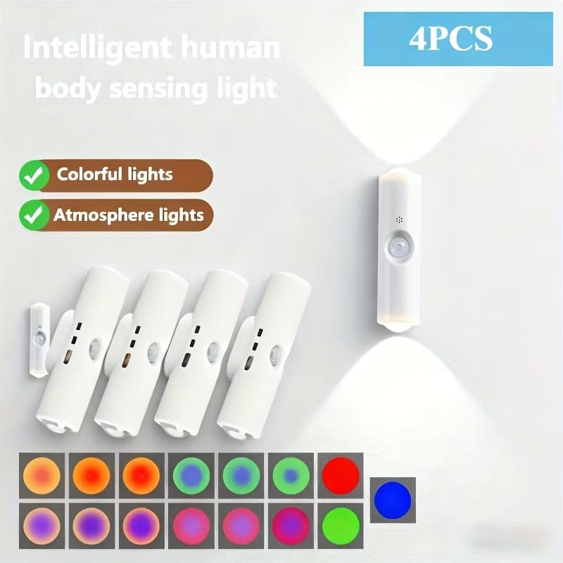 Magnetic Rgb Led Night Light Smart Motion Sensor Usb Recharg