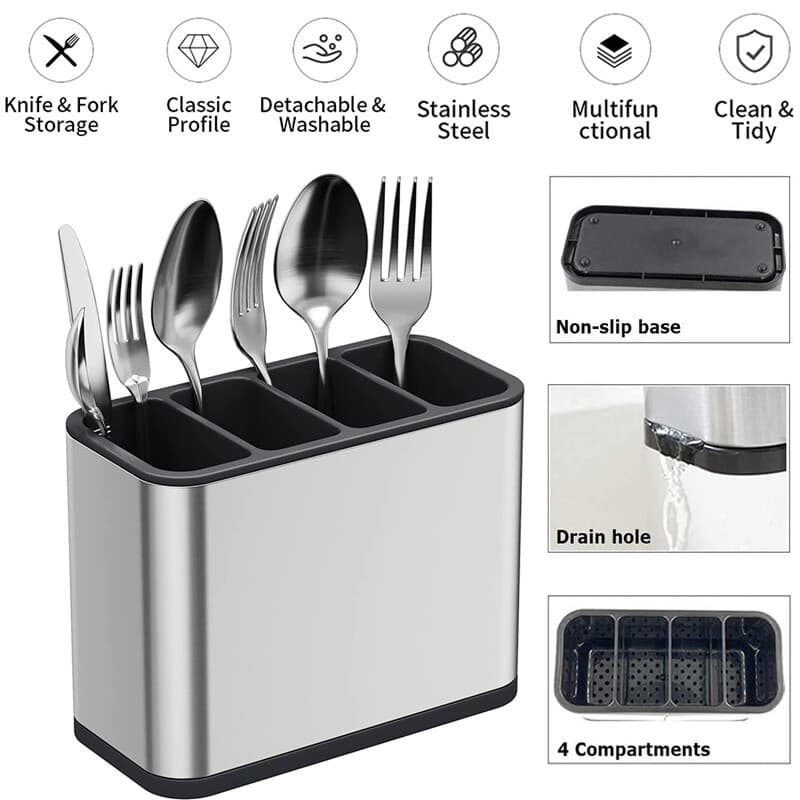 Support ustensiles cuisine multifonction égouttoir