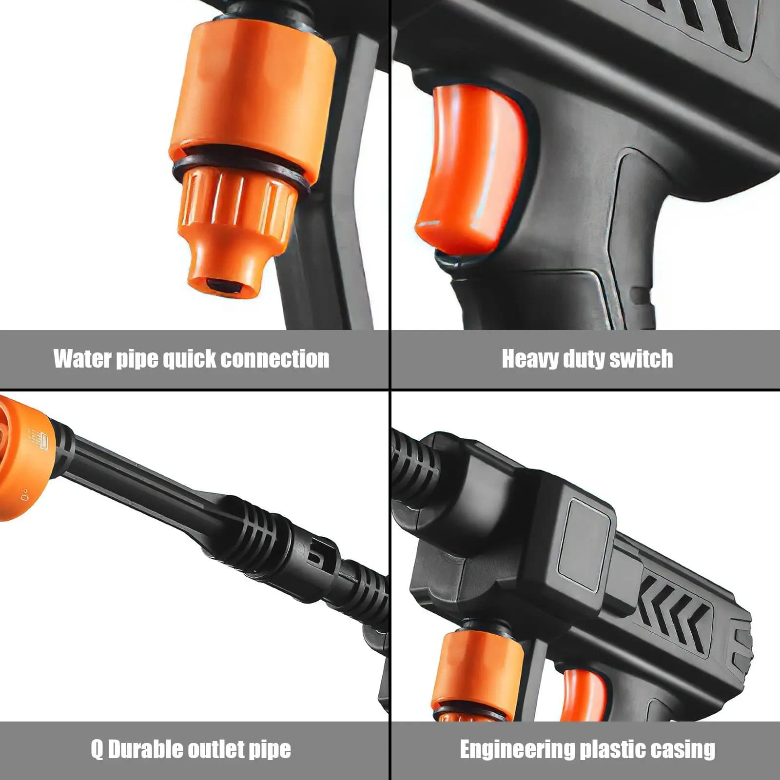 48V Wasserpistole Sprayreiniger Auto Waschanlage 6-in-1-Düse, Handspritzpistole Hochdruckreiniger für Auto, Boden, Garten Reinigung und Bewässerung