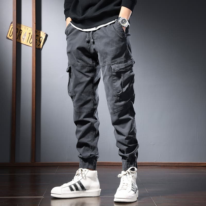 Pantaloni casual unisex in cotone colore unico