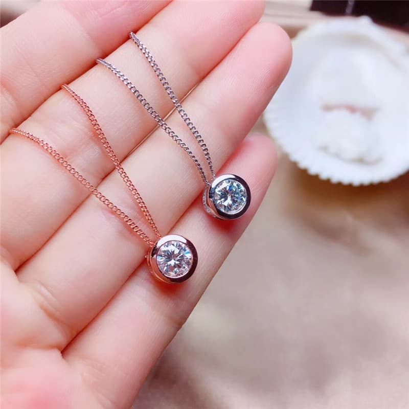 Collana d'argento 925, 1 carato, diamante di Moissan