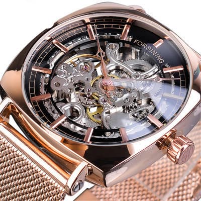 Automatische Mesh-Armbanduhr im europäischen und amerikanischen Stil