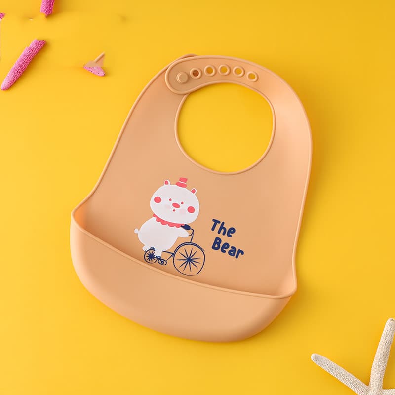 Fazzoletto impermeabile per neonato in silicone con tasca per pasti e tasca per saliva, anti-sporco per bambino