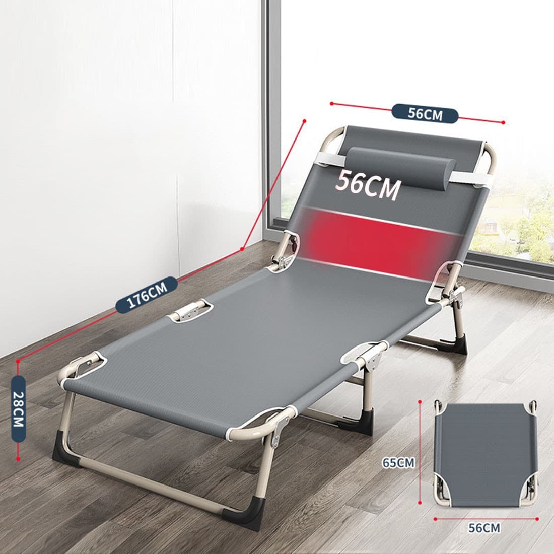 Lit de camping pliable avec matelas en fibre perlée