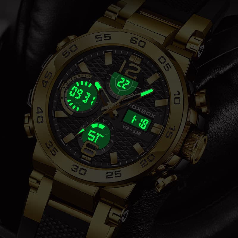 Doppeldisplay-Multifunktions-Silicone-Leucht-Sport-Uhr Wasserdicht für Herren