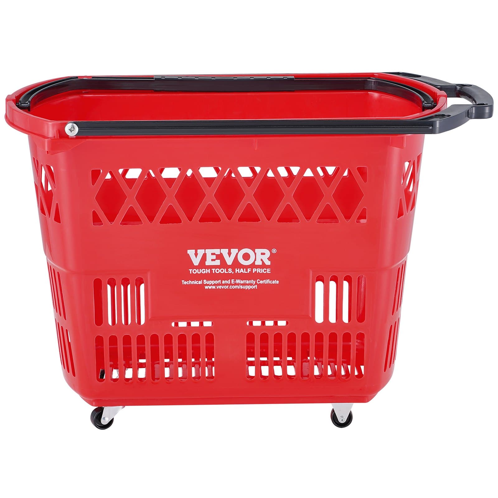Cesta della spesa in plastica con ruote 6PCS 39L con manico rosso