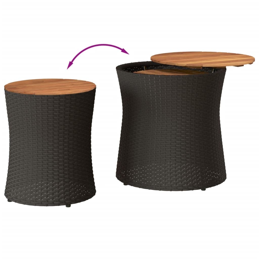 Garten-Beistelltische 2er-Set Holzplatte Polyrattan