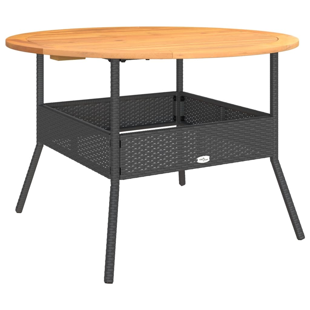 Gartentisch mit Holzplatte Ø Poly-Rattan