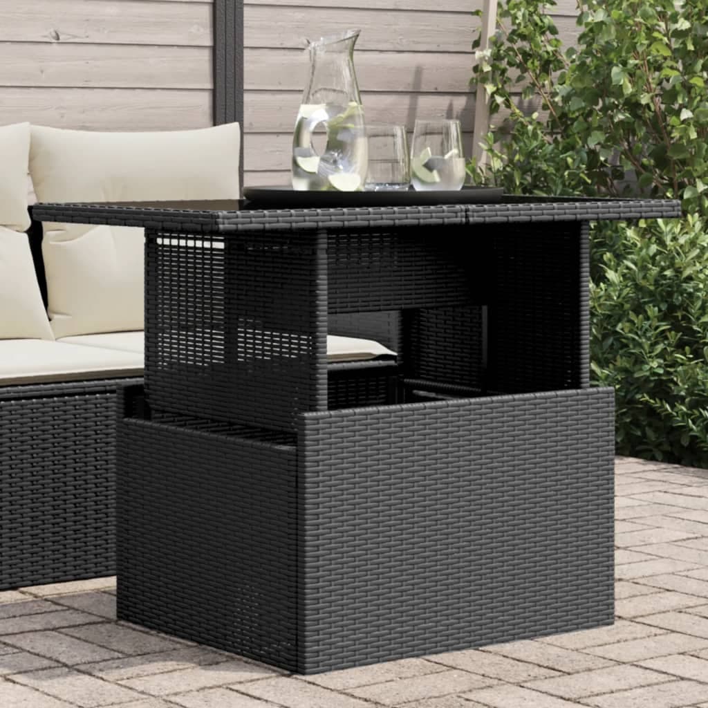 Tavolo da giardino in polirattan con piano in vetro 100 cm